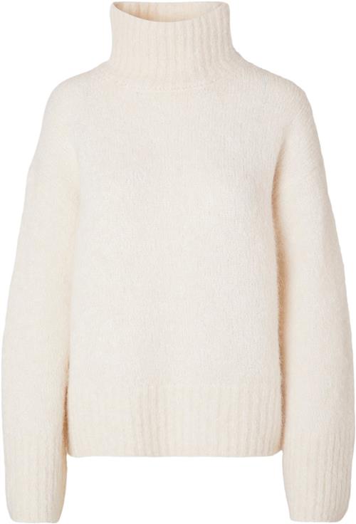 Se Selected Femme Slfgabella LS Knit Highneck Noos Kvinde Birch Sweaters Str L - hos Magasin ved Magasin