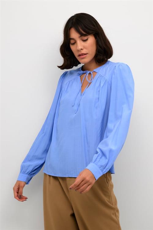 Kaffe Kabarbara Blouse Kvinde Vista Blue Langærmede Bluser Str 40 - hos Magasin