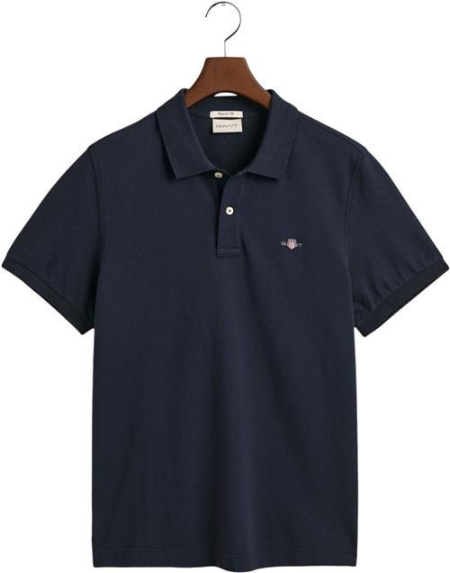 Se Gant REG Shield SS Pique Polo Mand Evening Blue Kortærmede Poloer Str XL - hos Magasin ved Magasin