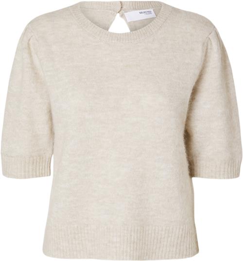 Selected Femme Slflulu SS Open Back Knit Oneck NO Kvinde Birch/melange Sweaters Str XS - hos Magasin