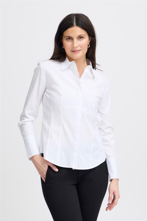 Fransa Zashirt 1 Shirt Solid Kvinde White Langærmede Skjorter Regular Fit Str S - hos Magasin