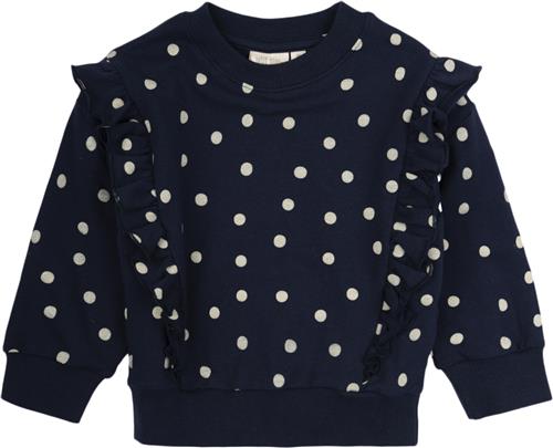 PETIT PIAO Sweat Shirt Line Ruffel Str 98 cm - Indigo Plum/dark Sweatshirts hos Magasin