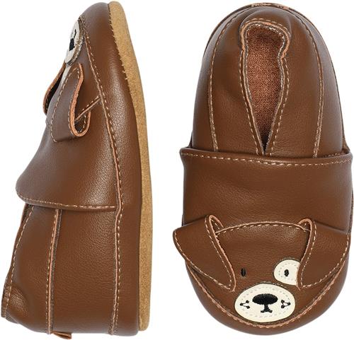 Melton Dog Leather Slippers Cocoa Brown Hjemmesko Str 26/27 - Læder hos Magasin