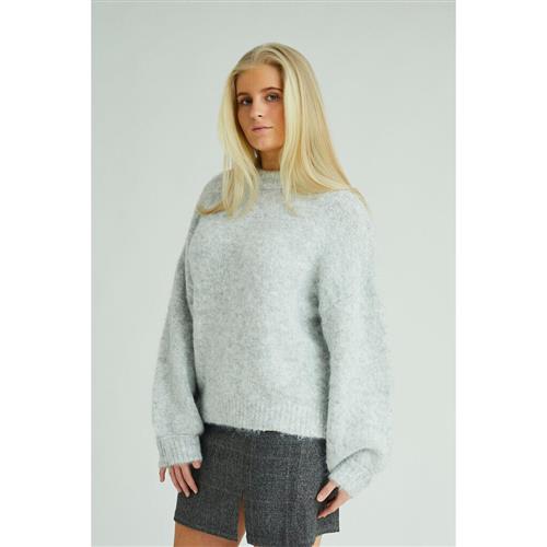 A-VIEW Patrisia Solid Knit Pullover Kvinde Light Grey Melange Sweaters Str S - hos Magasin