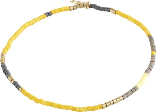 Pilgrim Alison Bracelet Yellow, Goldplated one size - Perlearmbånd Lycra hos Magasin