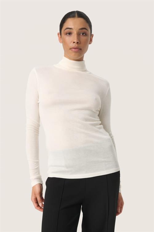 Soaked in Luxury Slfauna Rollneck Kvinde Whisper White Toppe Slim Fit Str XS - hos Magasin