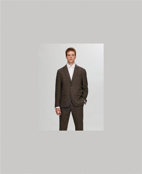 Se Selected Homme Slhslimreed Wool BLZ Noos Mand Brownie/structure Blazere Slim Fit Str 48 - hos Magasin ved Magasin