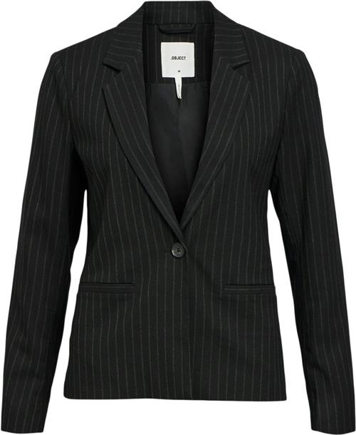 Se Object Objlisa L/S Button Blazer AOP Noos Kvinde Black/grey Blazere Str 38 - hos Magasin ved Magasin