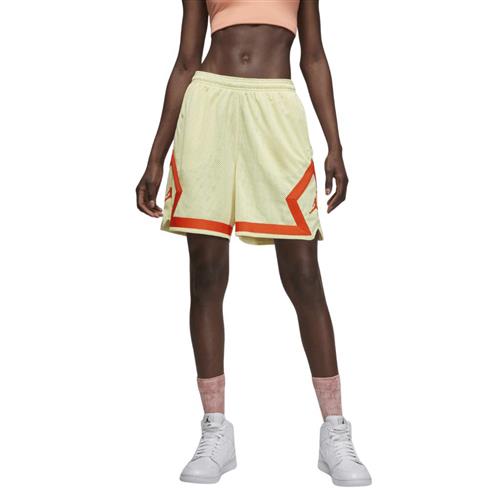 Nike Jordan Diamond Shorts Kvinde Citron Tint/rush Orange Sweatshorts Str S - Polyester hos Magasin