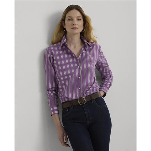 Lauren Ralph Lauren Y/D 70S Broadclothshirt Kvinde Purple/white/black Multi Langærmede Skjorter Str XS - hos Magasin