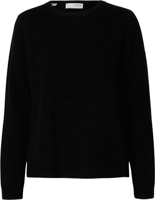 Se Selected Femme Slfmanila LS Knit Cashmere Oneck N Kvinde Sort Sweaters Str XL Cashmere - hos Magasin ved Magasin