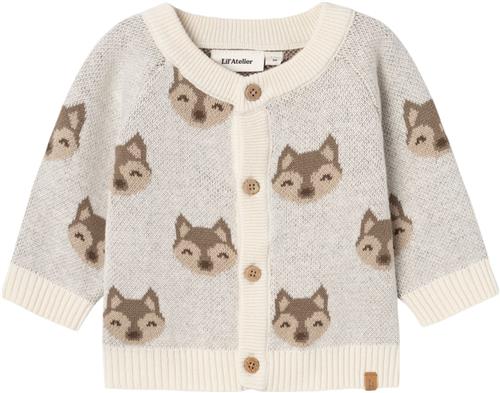 Se Lil' Atelier Nbmlamoe LS Knit Card LIL Str 62 - Birch Cardigans hos Magasin ved Magasin