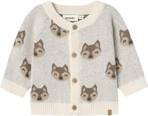 Se Lil' Atelier Nbmlamoe LS Knit Card LIL Str 56 - Birch Cardigans hos Magasin ved Magasin