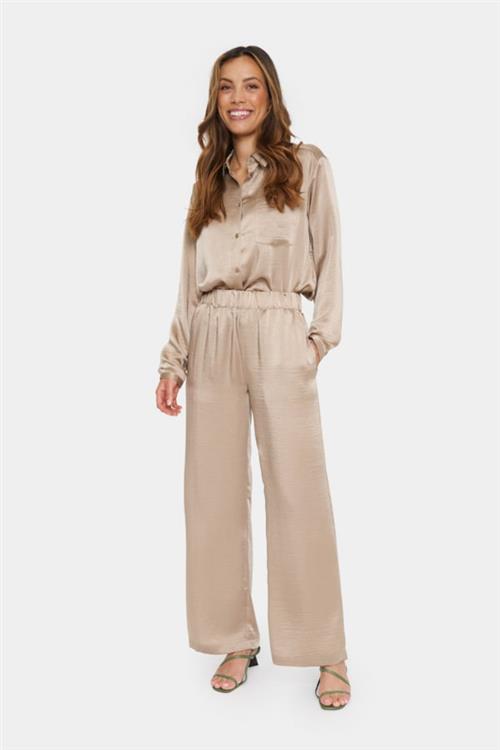 Saint Tropez Dinnesz Pants Kvinde Dune Bukser Med Brede Ben Loose Fit Str L - hos Magasin