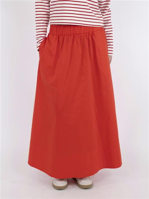 Neo Noir Yara Long Poplin Skirt Kvinde Red Maxi Nederdele Str 36 - hos Magasin