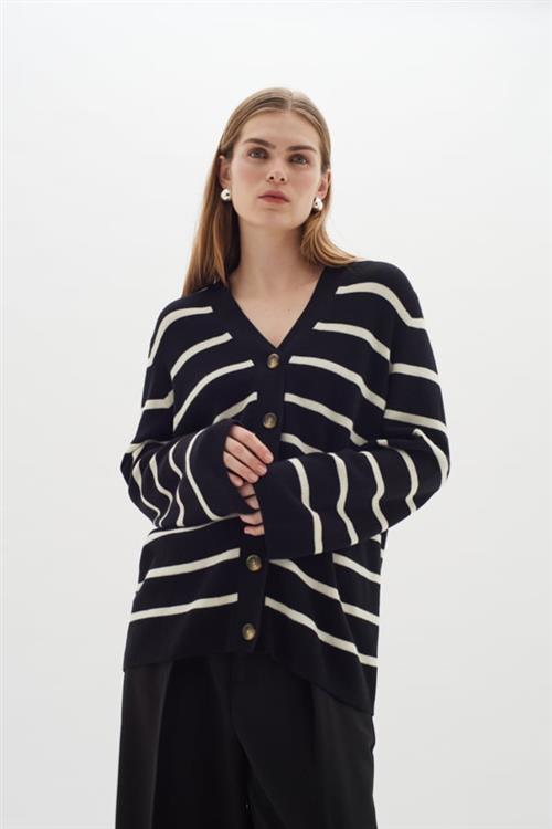 InWear Seffieiw Cardigan Kvinde Black / Whisper White Cardigans Str S - hos Magasin