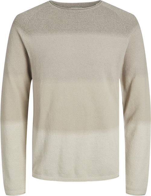 Jack & Jones Jjehill Knit Crew Neck Noos Mand Oatmeal/gradient Sweaters Str L - hos Magasin