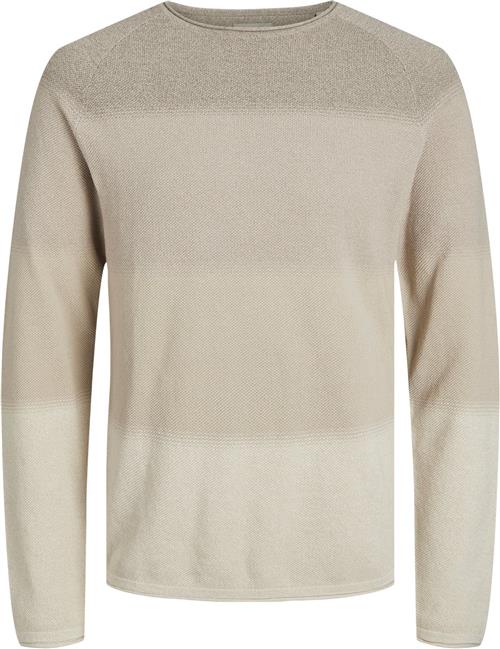 Jack & Jones Jjehill Knit Crew Neck Noos Mand Oatmeal/gradient Sweaters Str XL - hos Magasin