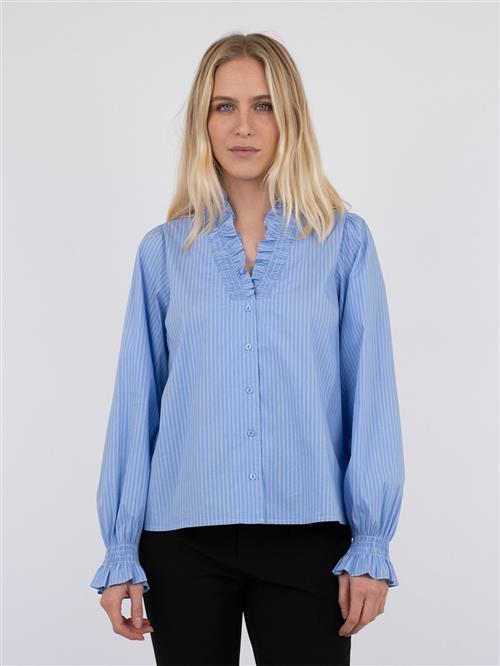 Se Neo Noir Brielle Stripe Shirt Kvinde Light Blue Langærmede Bluser Str 44 - hos Magasin ved Magasin