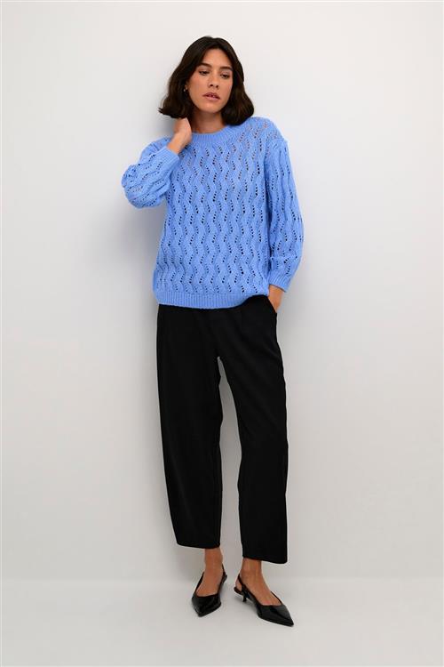 Se Kaffe Kalena Knit Pullover Kvinde Vista Blue Sweaters Str L - hos Magasin ved Magasin