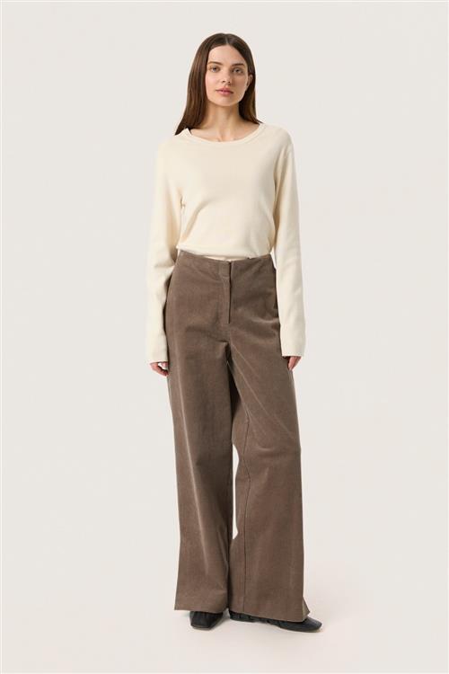 Soaked in Luxury Slhelle Pants Kvinde Morel Bukser Med Brede Ben Regular Fit Str S - hos Magasin