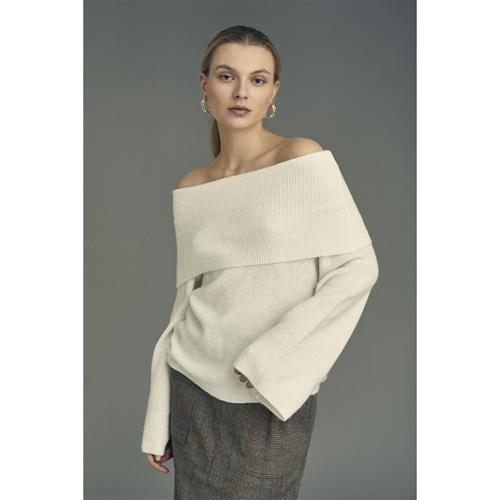 Se A-VIEW Penny Offshoulder Knit Blouse Kvinde White Sweaters Str S - hos Magasin ved Magasin