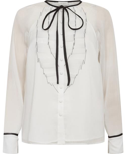 Ted Baker Keleih Ruffle Front Blouse With Tie Kvinde White Toppe Str S /2 - hos Magasin