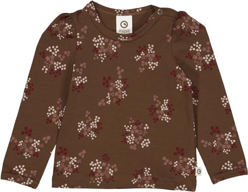 Müsli by Green Cotton Flora Puff l/s T Baby Str 98 - Bark/ Cabernet/ Nightingale Bluser Bomuld hos Magasin