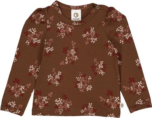 Se Müsli by Green Cotton Flora Puff l/s T Baby Str 86 - Bark/ Cabernet/ Nightingale Bluser Bomuld hos Magasin ved Magasin