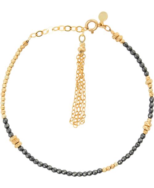 BeChristensen Abby Facet Hematite Gold One Size - Perlearmbånd hos Magasin