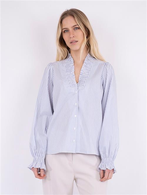 Neo Noir Brielle Stripe Shirt Kvinde White/light Blue Langærmede Bluser Str 42 - hos Magasin