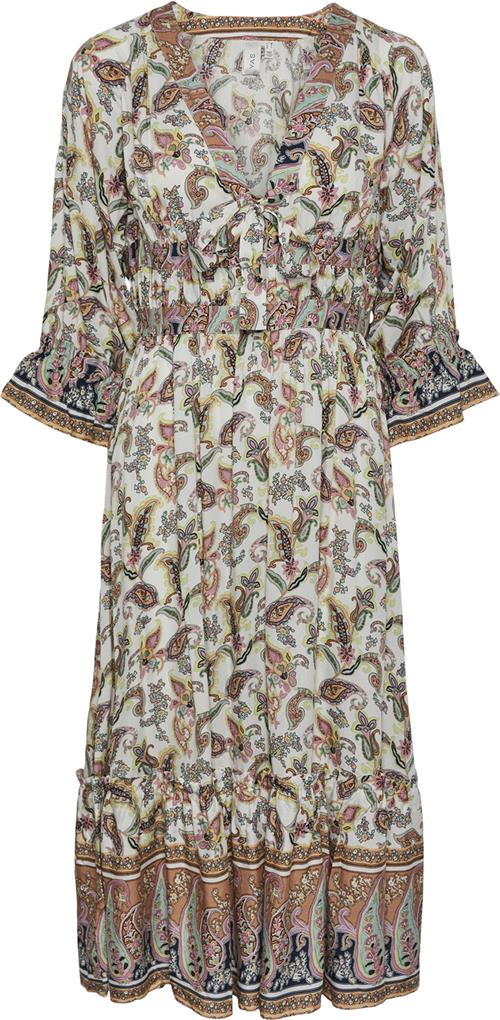 YAS Yasgemma 3/4 Midi Dress Fest Kvinde Apricot Ice/gemma Print Maxi Kjoler Str XS - hos Magasin