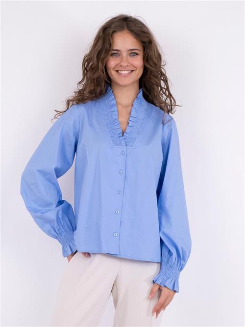 Neo Noir Brielle Solid Shirt Kvinde Sky Blue Langærmede Bluser Str 40 - hos Magasin