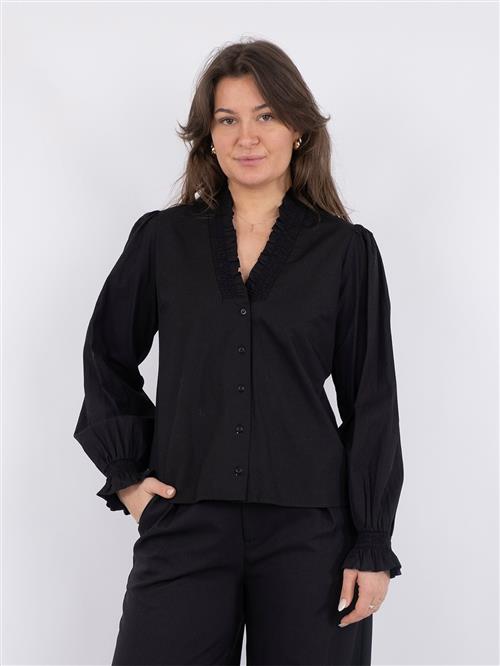 Neo Noir Brielle Solid Shirt Kvinde Black Langærmede Bluser Str 34 - hos Magasin