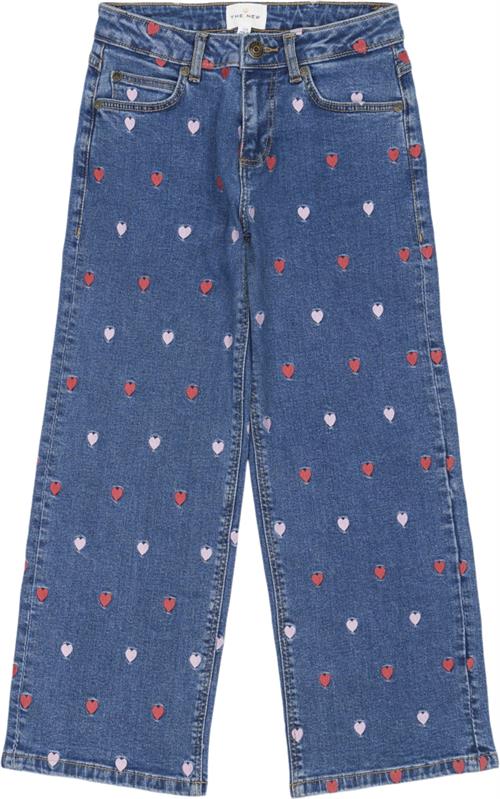 The New Tnlovina Wide Jeans Str 134-140 cm/9-10 år Piger - Medium Blue Wash Bukser Bomuld hos Magasin