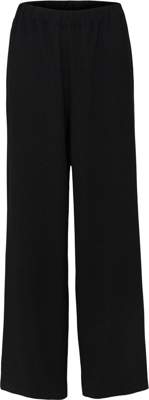 Se Selected Femme Slftinnirelaxed MW Wide Pant N NOO Kvinde Sort Bukser Med Brede Ben Str "42/""32" - hos Magasin ved Magasin