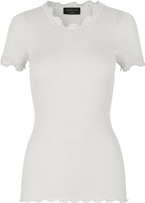 Rosemunde Silk Tshirt w/ Lace Kvinde Hvid Kortærmede T-shirts Str XS - hos Magasin