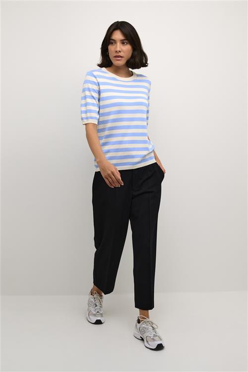 Se Kaffe Kalizza Striped Knit Kvinde Vista Blue/turtledove Stripe Kortærmet Strik Str XL - hos Magasin ved Magasin