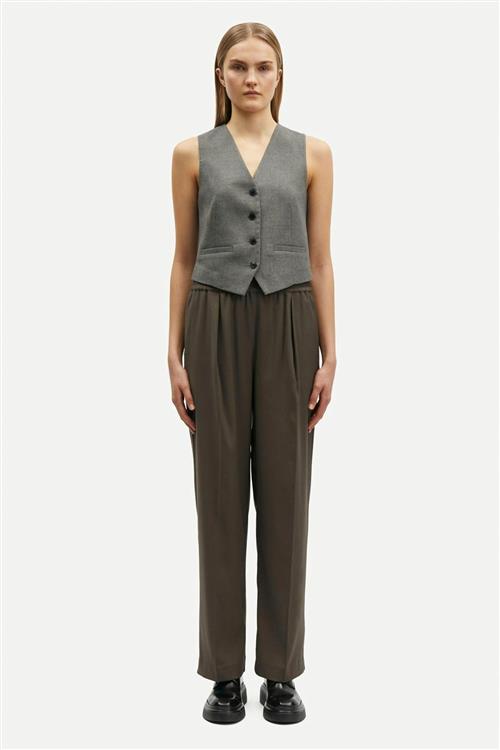 Samsøe Samsøe Julia Trousers 14635 Kvinde Black Olive Bukser Med Lige Ben Str L - Polyester hos Magasin