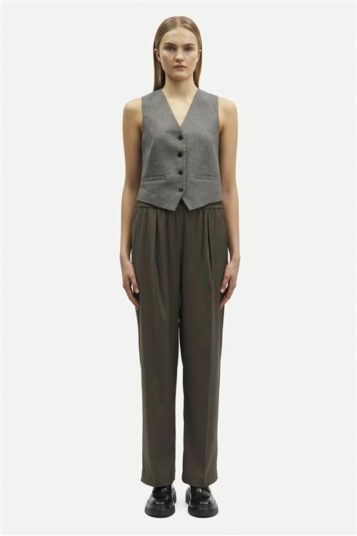 Samsøe Samsøe Julia Trousers 14635 Kvinde Black Olive Bukser Med Lige Ben Str L - hos Magasin