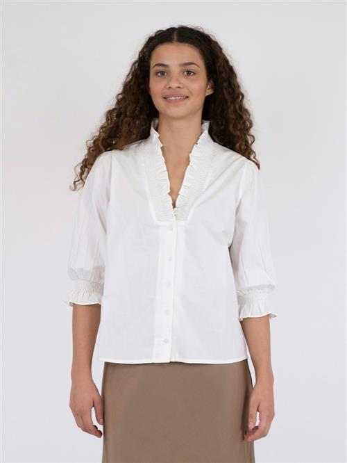 Neo Noir Briony C Poplin Blouse Kvinde White Kortærmede Bluser Str 34 - hos Magasin