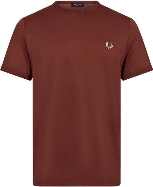 Fred Perry M3519 Mand Whisky Brown Kortærmede T-shirts Str S - Bomuld hos Magasin