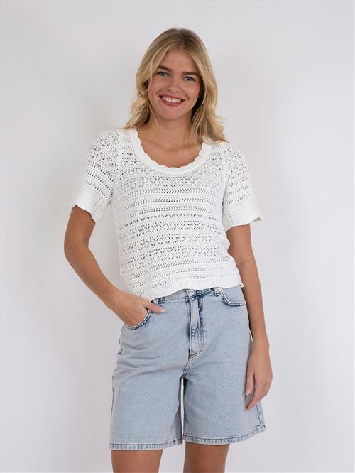 Neo Noir Meiko Knit Blouse Kvinde Off White Kortærmet Strik Str 40 - hos Magasin