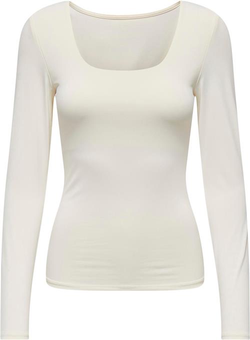 Se ONLY Onlea L/S 2way Deep Neck TOP JRS Kvinde Hvid Langærmede T-shirts Str S - hos Magasin ved Magasin