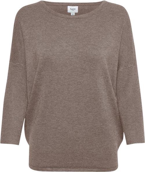 Saint Tropez A2561, Milasz Rneck Pullover Kvinde Antler Melange Sweaters Casual Fit Str L - hos Magasin