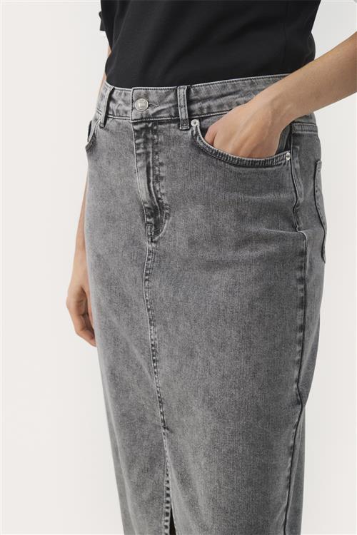 Part Two Dilinpw SK Kvinde Grey Denim Midi Nederdele Classic Fit Str 44 - hos Magasin