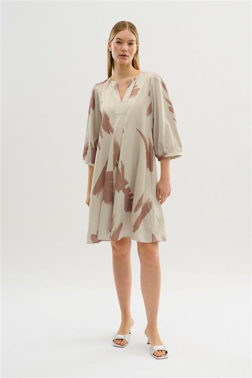 Karen by Simonsen Kbpalmer Indie Dress Kvinde Silver Cloud - Palmer Midi Kjoler Str 40 - hos Magasin