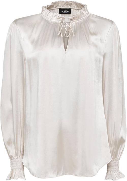 Sand 3176 Matt Lalie Blouse Kvinde Hvid Toppe Str 44 - Silke hos Magasin