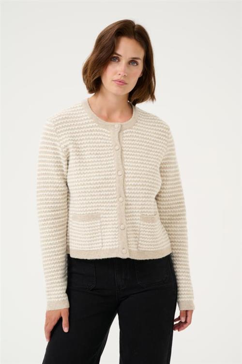 Kaffe Kaellery Knit Pullover Kvinde Feather Grey/ Chalk Structure Cardigans Str XS - hos Magasin