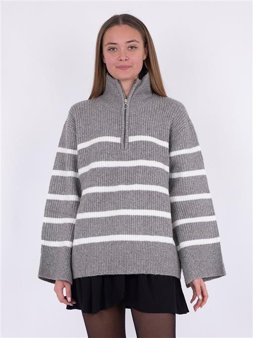 Se Neo Noir Nevena Stripe Knit Blouse Kvinde Dark Grey/off White Sweaters Str 44 - hos Magasin ved Magasin